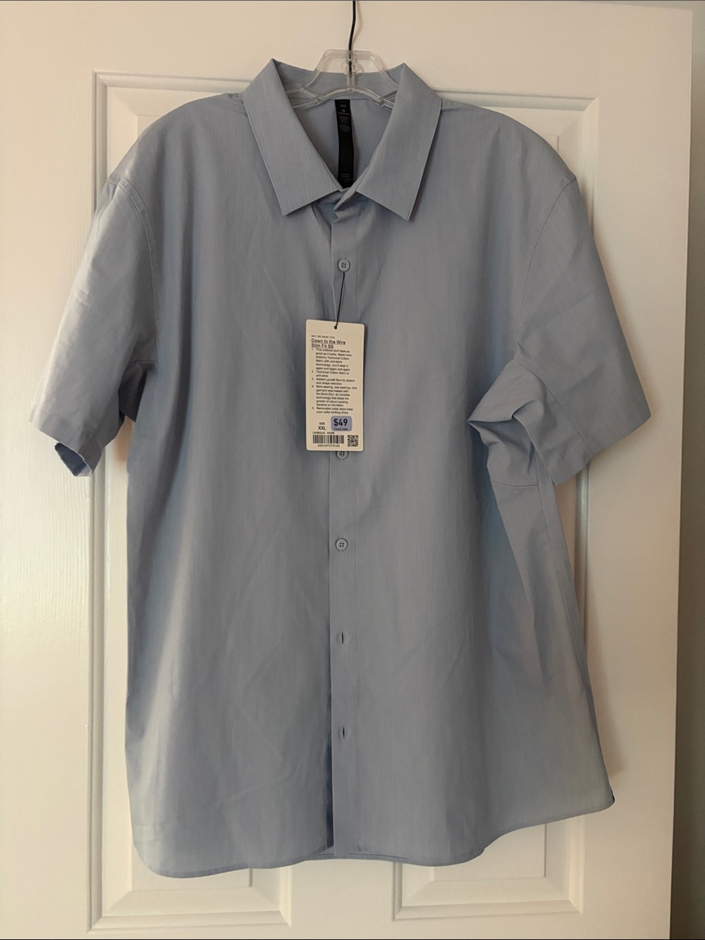 Light Blue Men's Slim Fit Short-Sleeve Button-Up Shirt